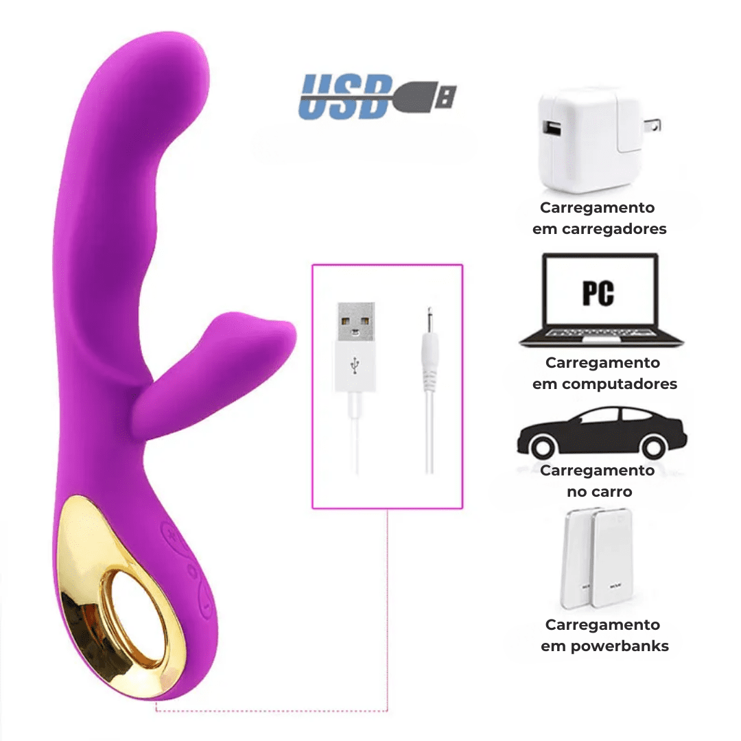 Vibrador Rabbit Magic 10 velocidades - Recarregavel USB