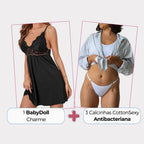 [PROMO EXCLUSIVA DE TORRA ESTOQUE] 1 BabyDoll Charme Preto + 3 CottonSexy