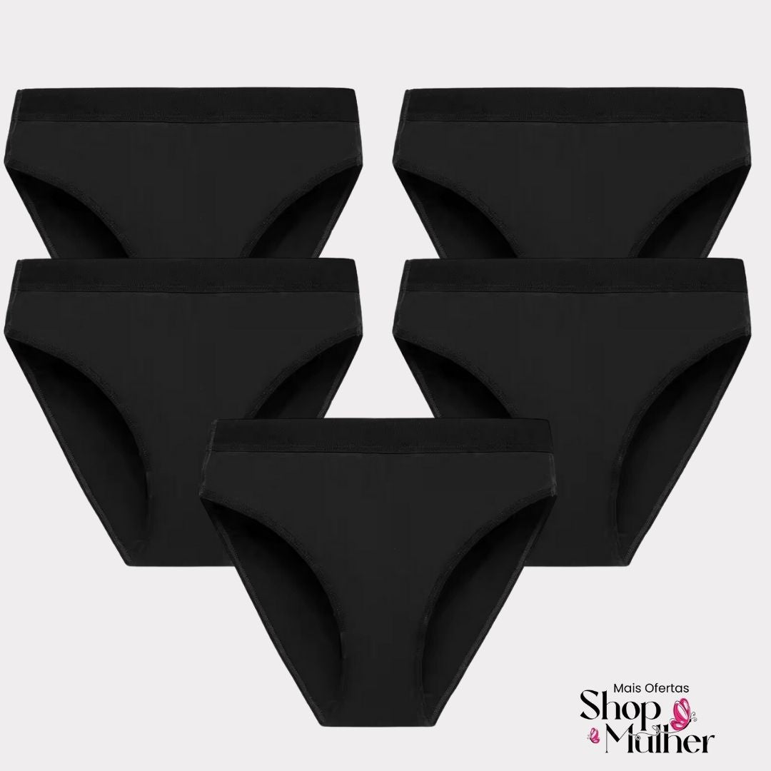 [LANÇAMENTO! PROMOÇÃO COMPRE 3 LEVE 5] Calcinha CottonConfort PREMIUM® Cós Médio - [FRETE GRÁTIS]
