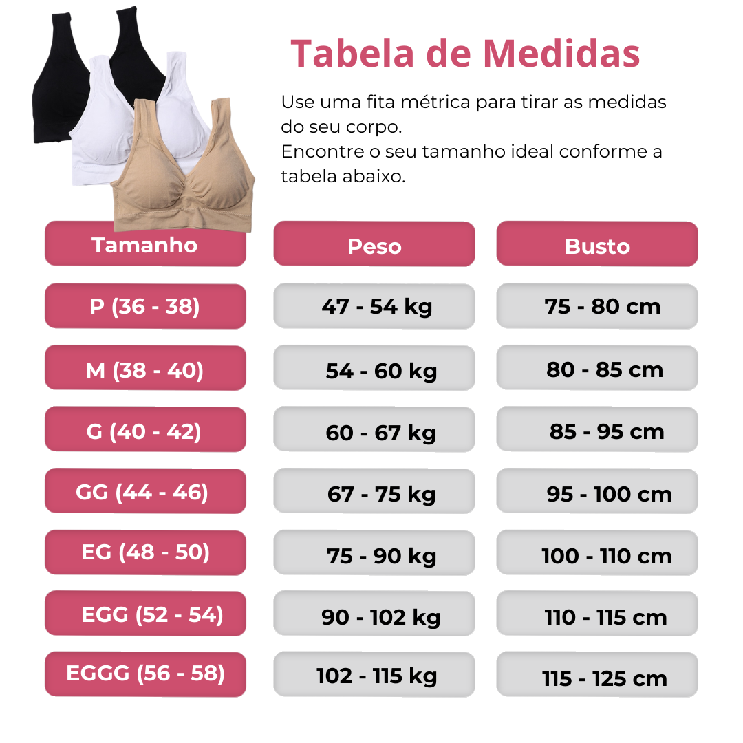 Sutiã ConfortPlus c/ bojo removível [COMPRE 1 LEVE 3 + FRETE GRÁTIS!]